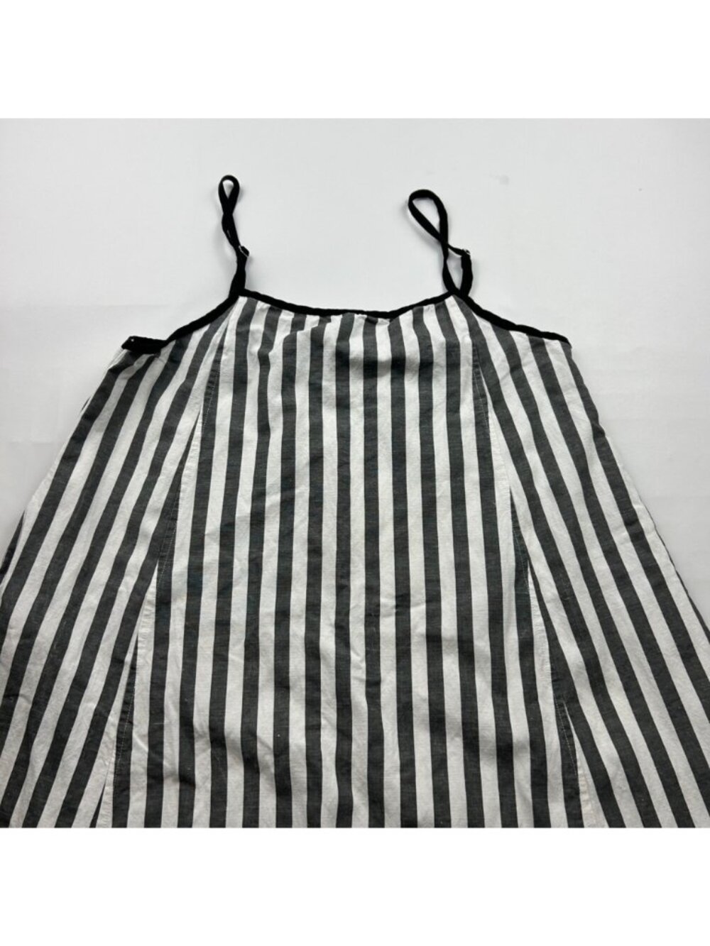 Shy Velvet Black Striped Linen Cami Dress S - Picture 2 of 7